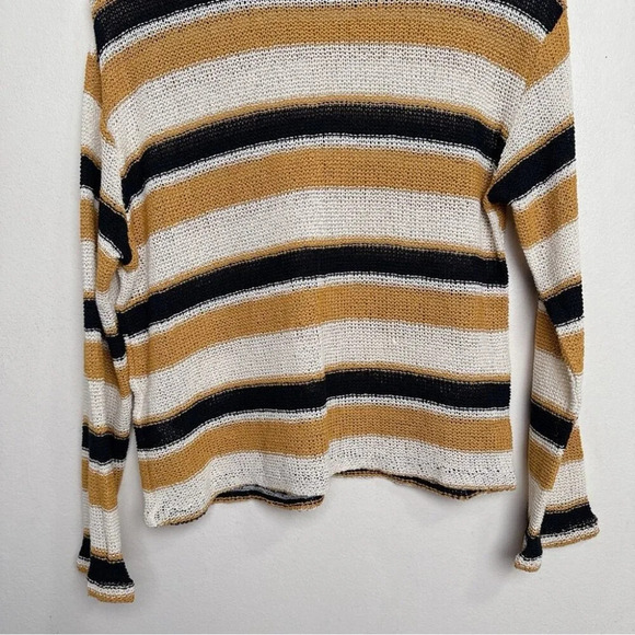 Zara Womens  Small Striped Rustic Mustard Cotton Knit Sweater - Picture 12 of 13